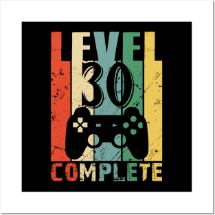 Vintage 30th Wedding Anniversary Level 30 Complete Funny Video Gamer Birthday Gift Ideas Posters and Art